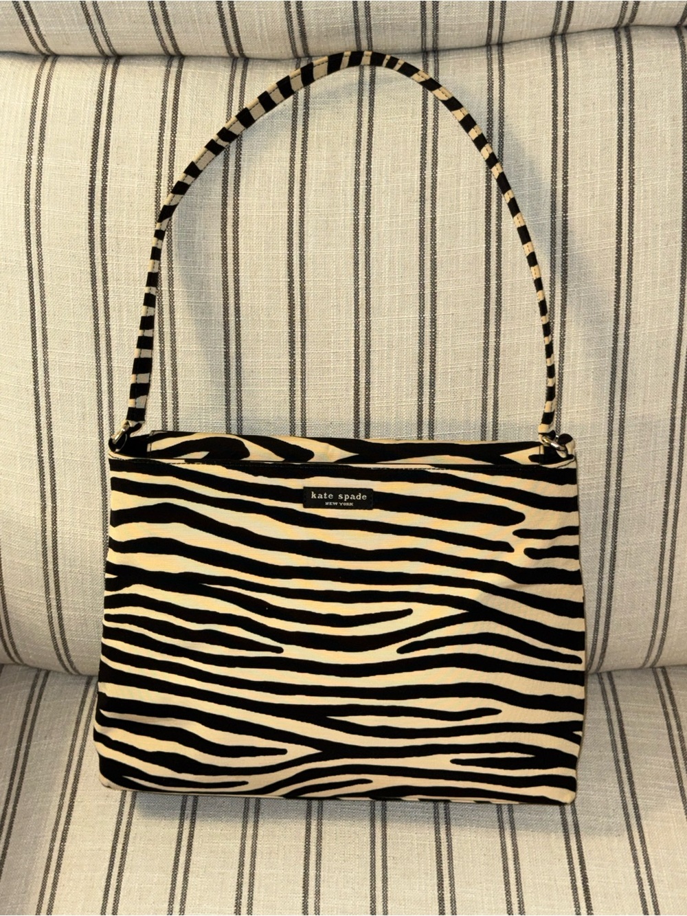 Vintage Kate Spade New York Zebra Print Shoulder Bag Made In Italy Y2K